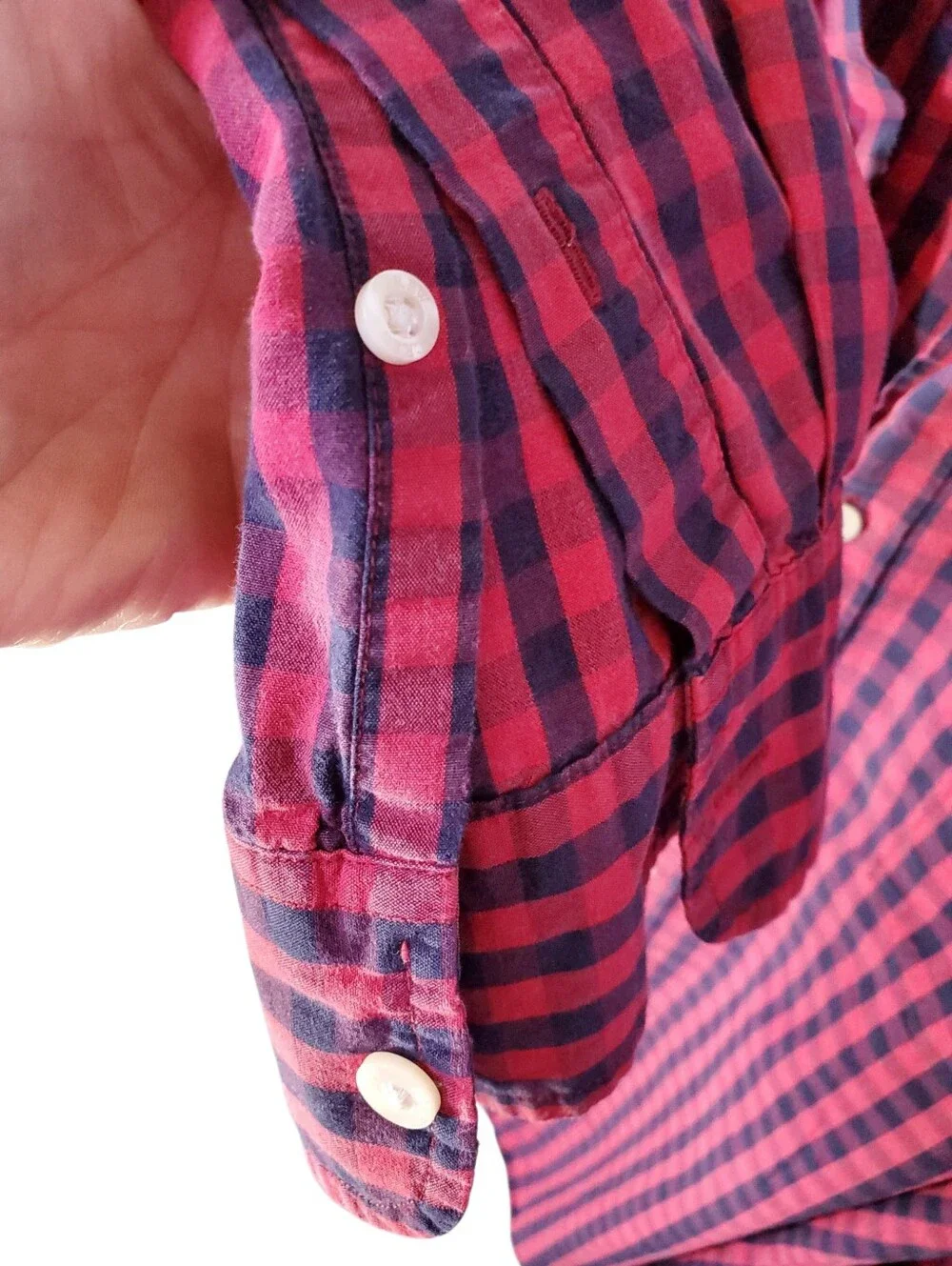 J. Crew Red and Navy Gingham Shirt Size XL